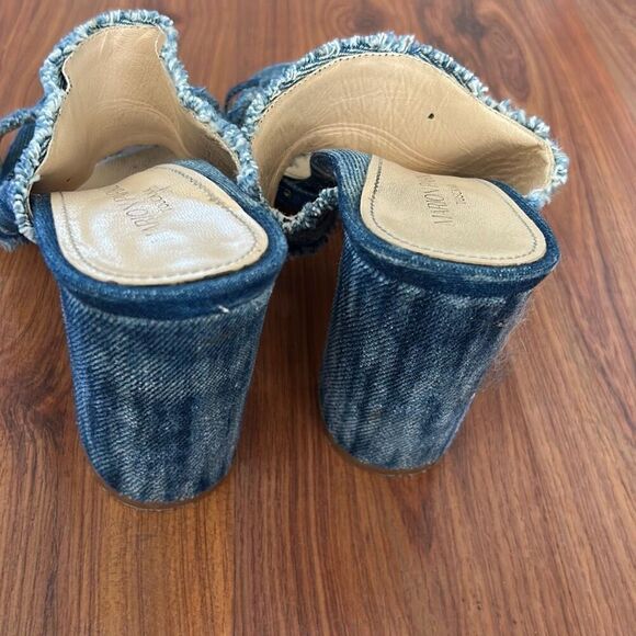 Marion Parke made in Italy distressed denim chunky heel shoes 38.5 - Picture 4 of 6